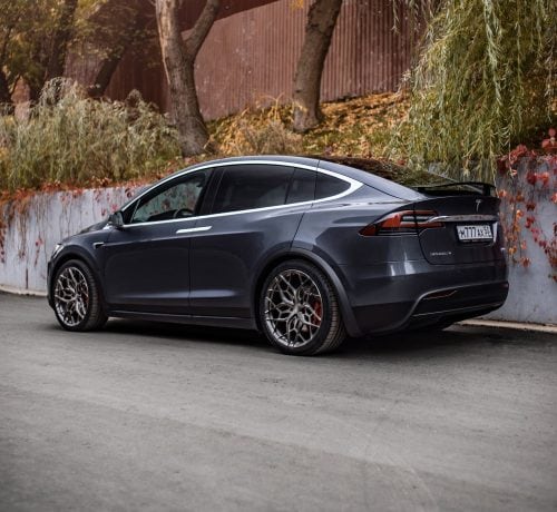 Tesla Model X forged wheels in Brushed Shiny Night